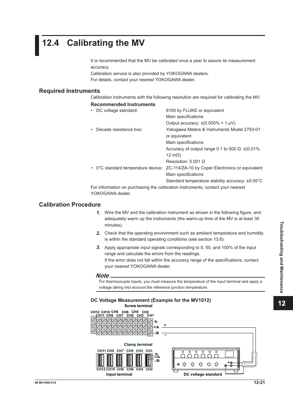 4 calibrating the mv, 4 calibrating the mv -21, 4 calbratng the mv | App index, Requred instruments, Calbraton procedure | Yokogawa Button Operated MV2000 User Manual | Page 266 / 310