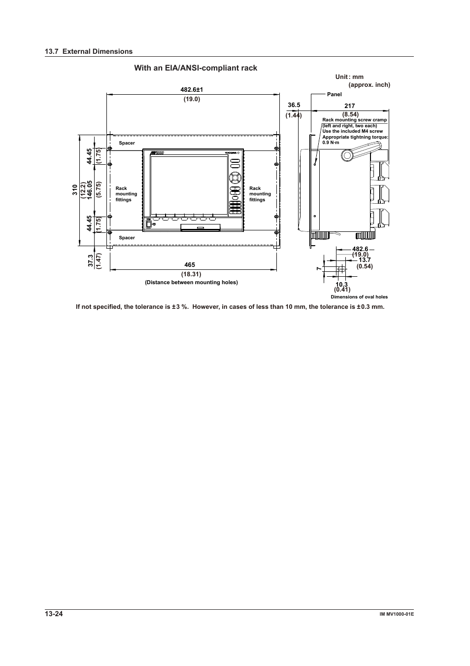 Wth an eia/ansi-complant rack | Yokogawa Button Operated MV2000 User Manual | Page 292 / 310