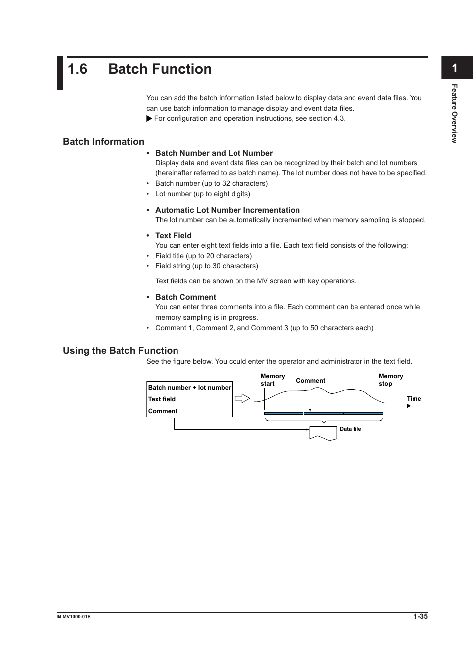 6 batch function, 6 batch function -35, 6 batch functon | Yokogawa Button Operated MV2000 User Manual | Page 44 / 310