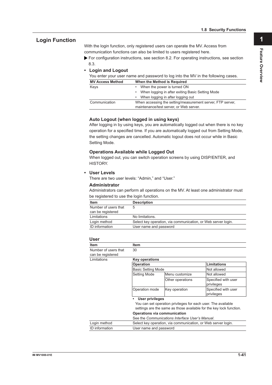 App index logn functon | Yokogawa Button Operated MV2000 User Manual | Page 50 / 310