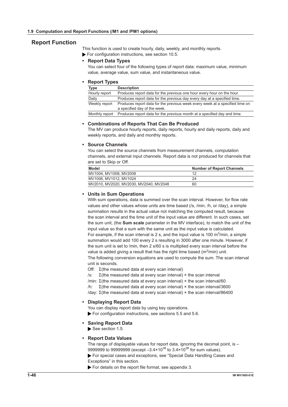 Report functon | Yokogawa Button Operated MV2000 User Manual | Page 55 / 310