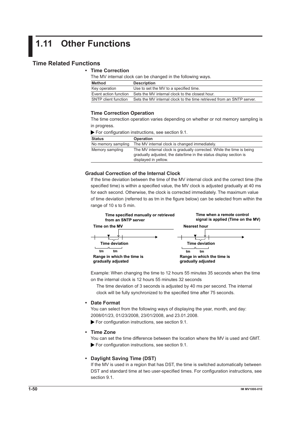 11 other functions, 11 other functions -50, 11 other functons | Tme related functons | Yokogawa Button Operated MV2000 User Manual | Page 59 / 310