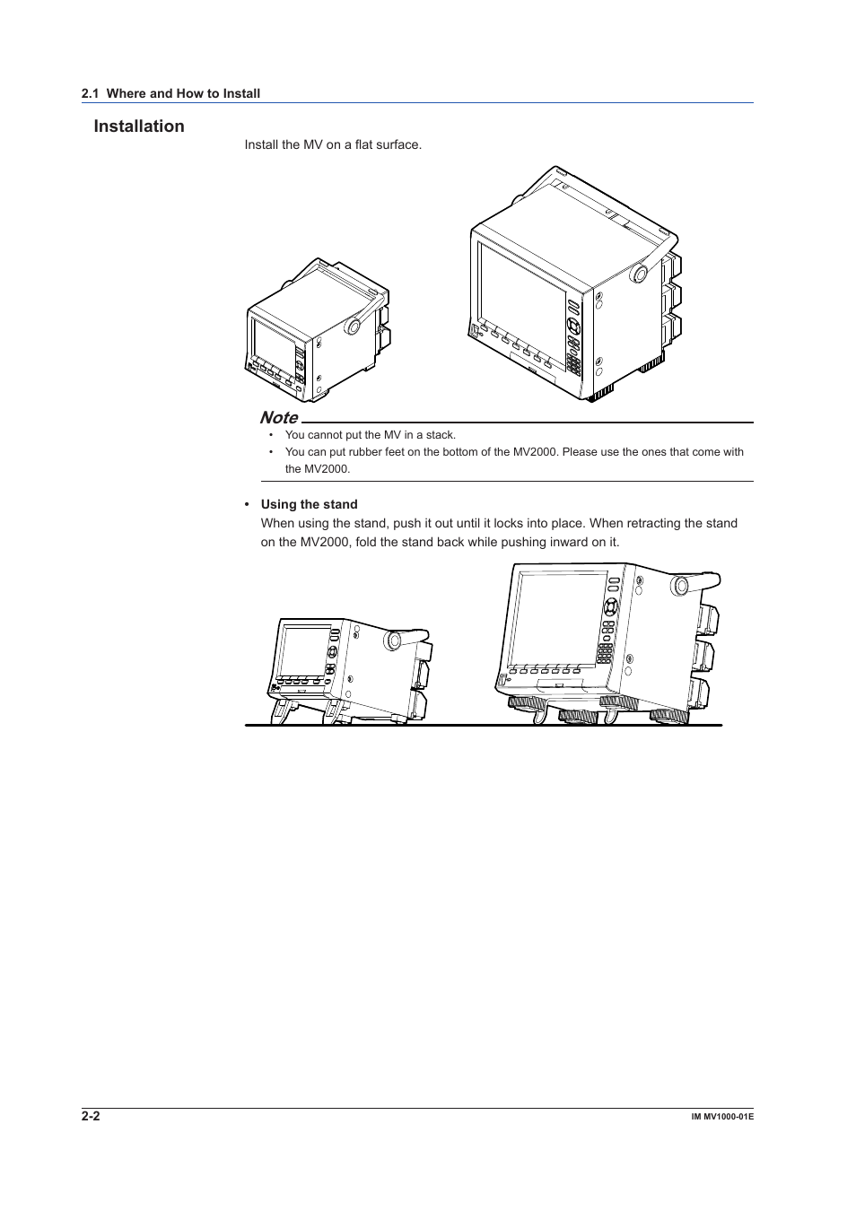 Installaton | Yokogawa Button Operated MV2000 User Manual | Page 62 / 310