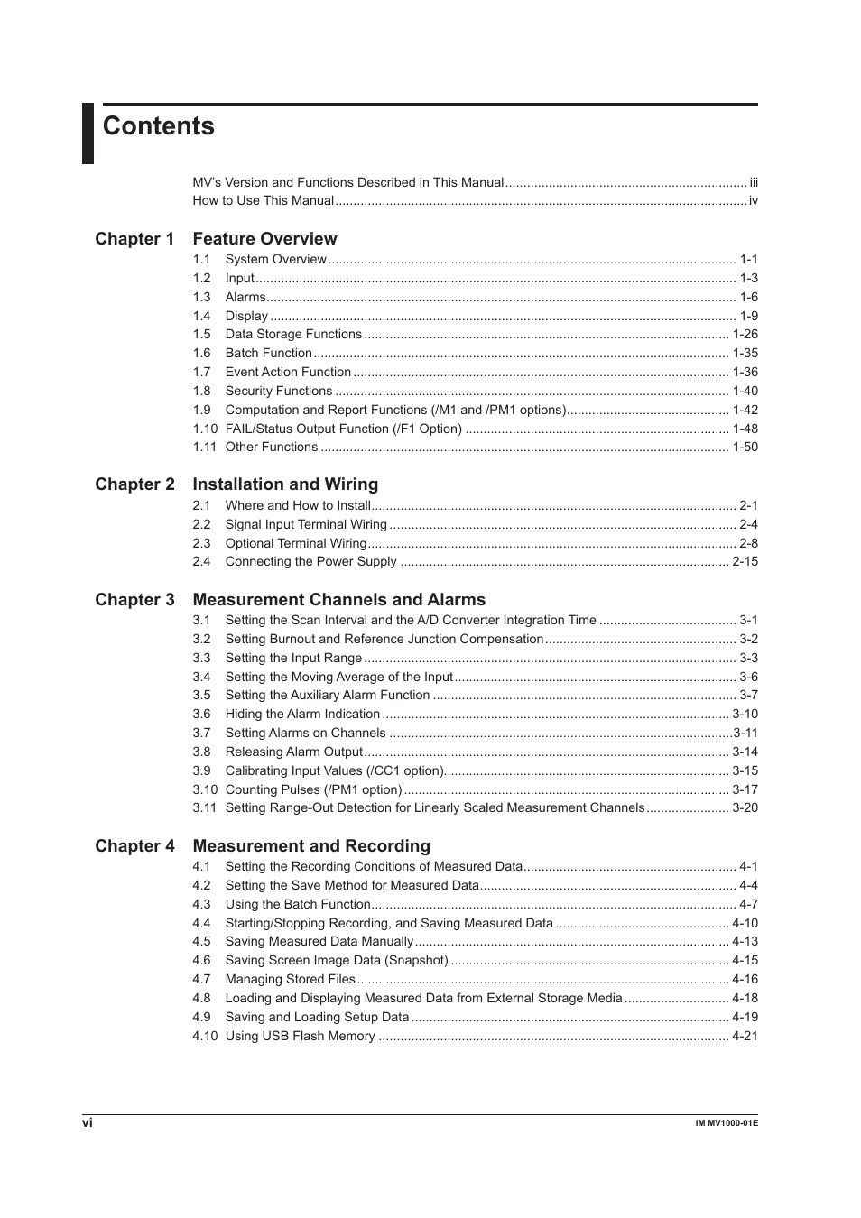 Yokogawa Button Operated MV2000 User Manual | Page 7 / 310