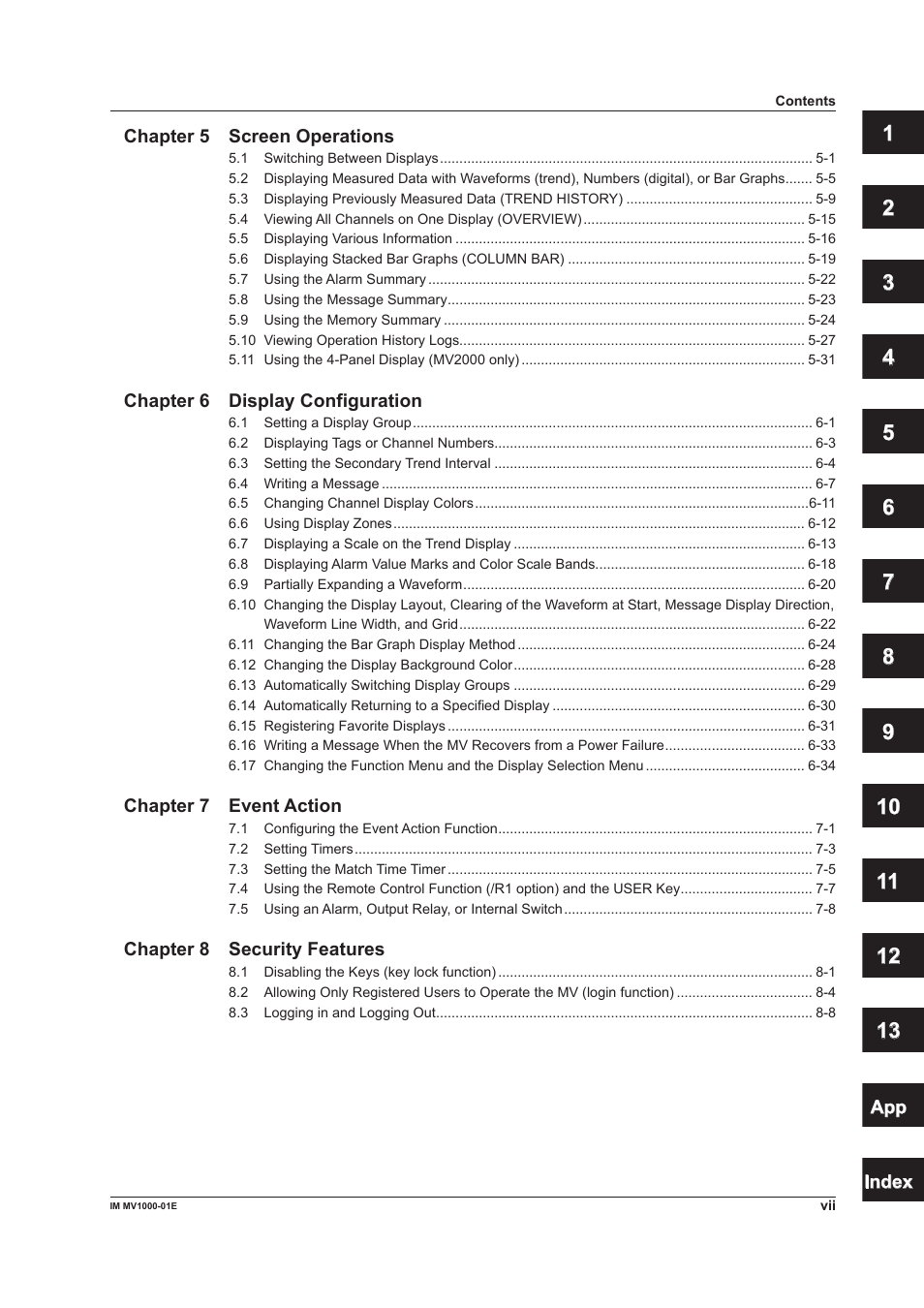 Yokogawa Button Operated MV2000 User Manual | Page 8 / 310