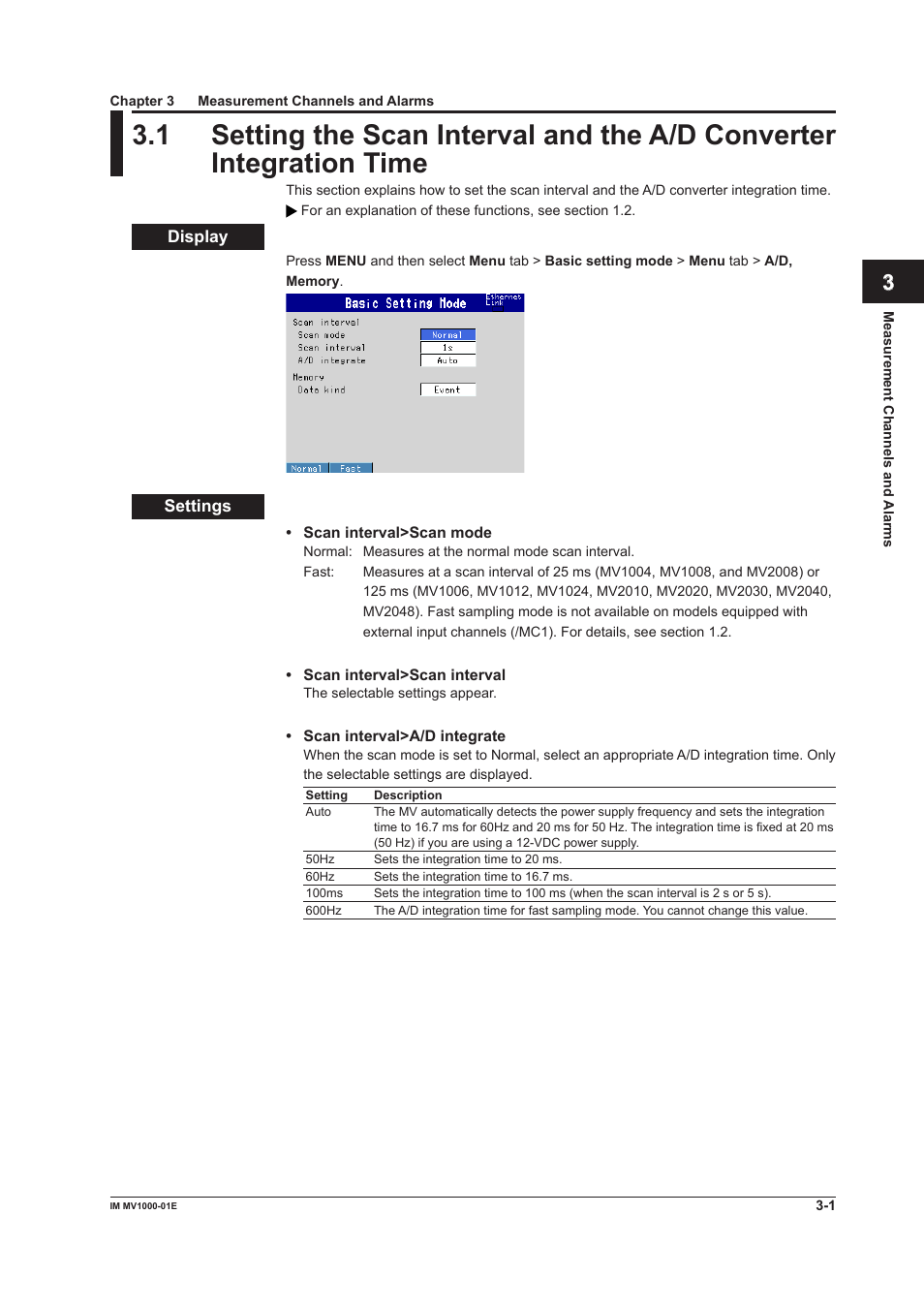 Chapter 3 measurement channels and alarms | Yokogawa Button Operated MV2000 User Manual | Page 81 / 310