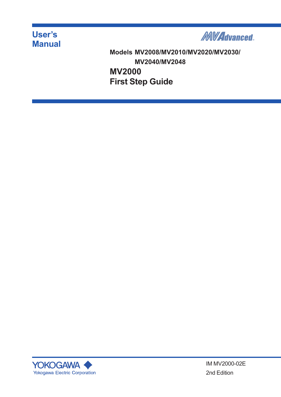 Yokogawa Button Operated MV2000 User Manual | 58 pages