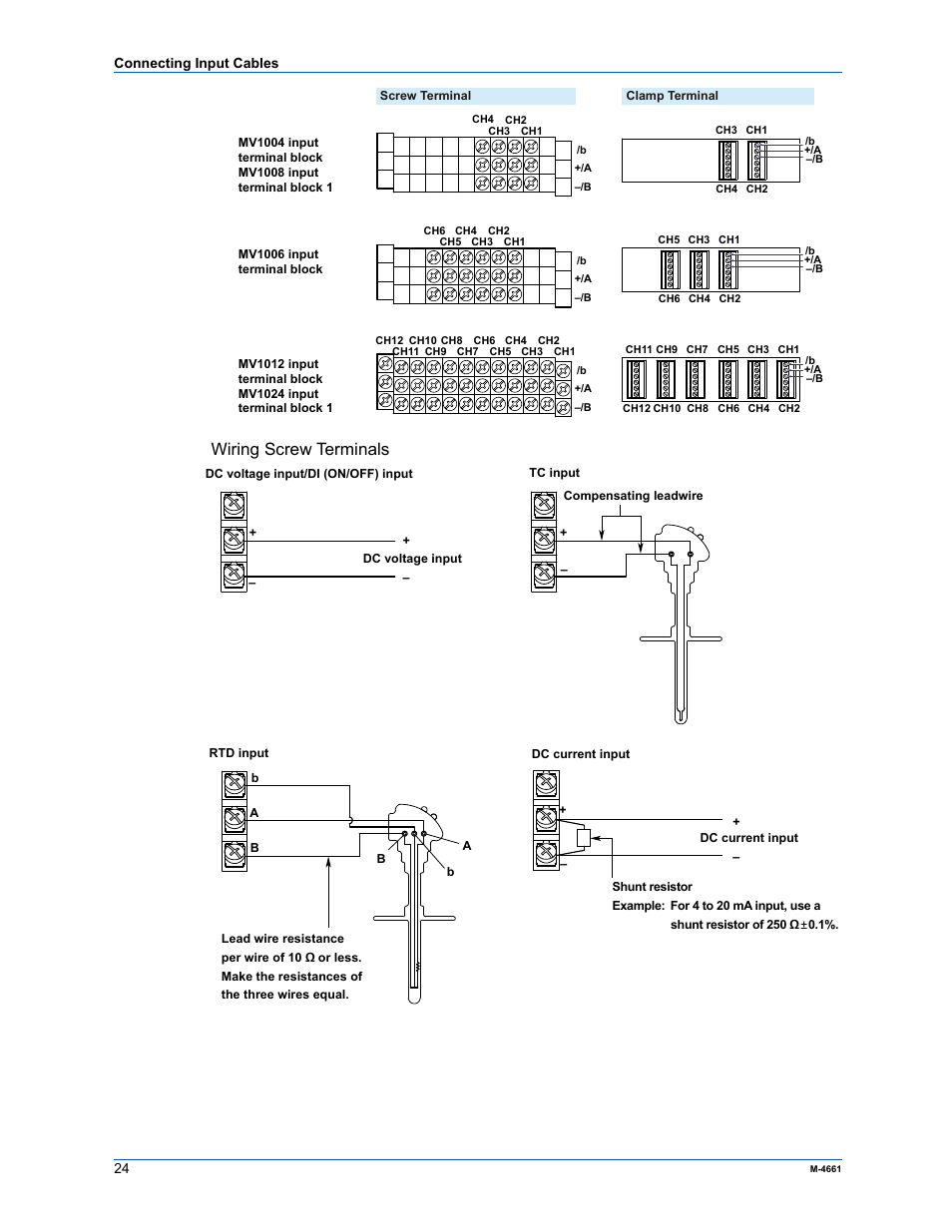 Wiring screw terminals | Yokogawa Button Operated MV2000 User Manual | Page 23 / 55