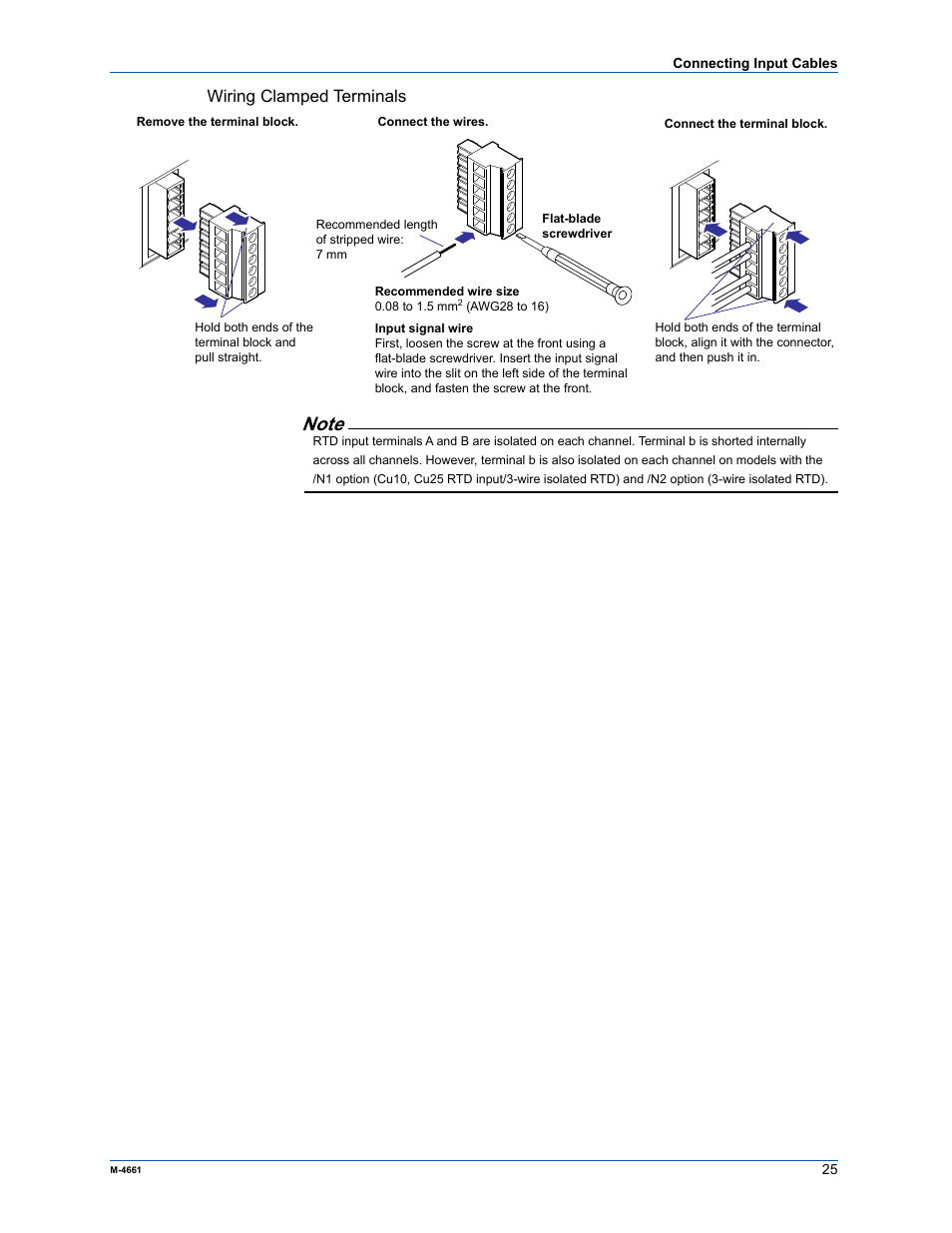 Wiring clamped terminals | Yokogawa Button Operated MV2000 User Manual | Page 24 / 55