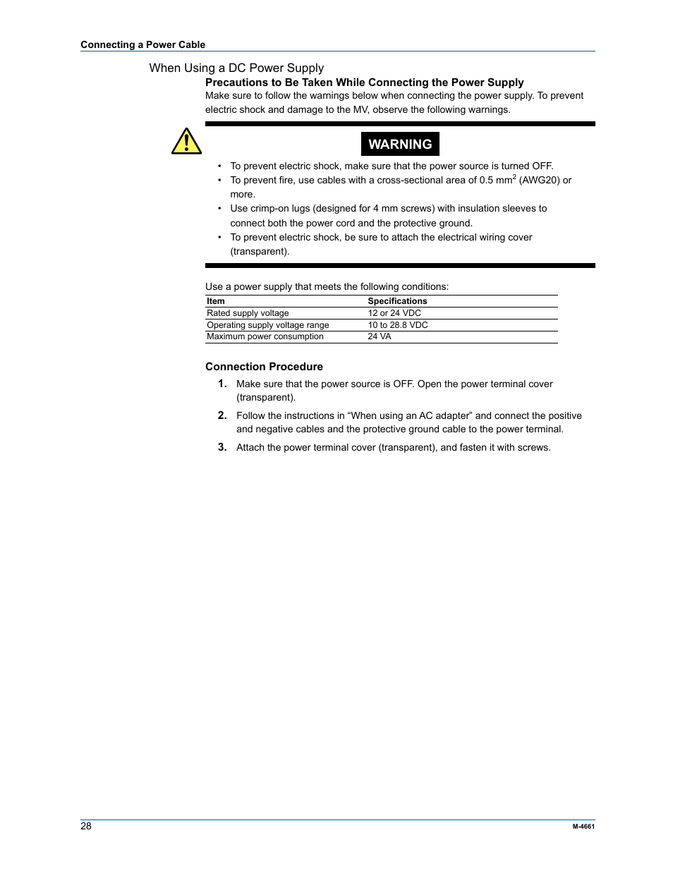 Warning | Yokogawa Button Operated MV2000 User Manual | Page 27 / 55