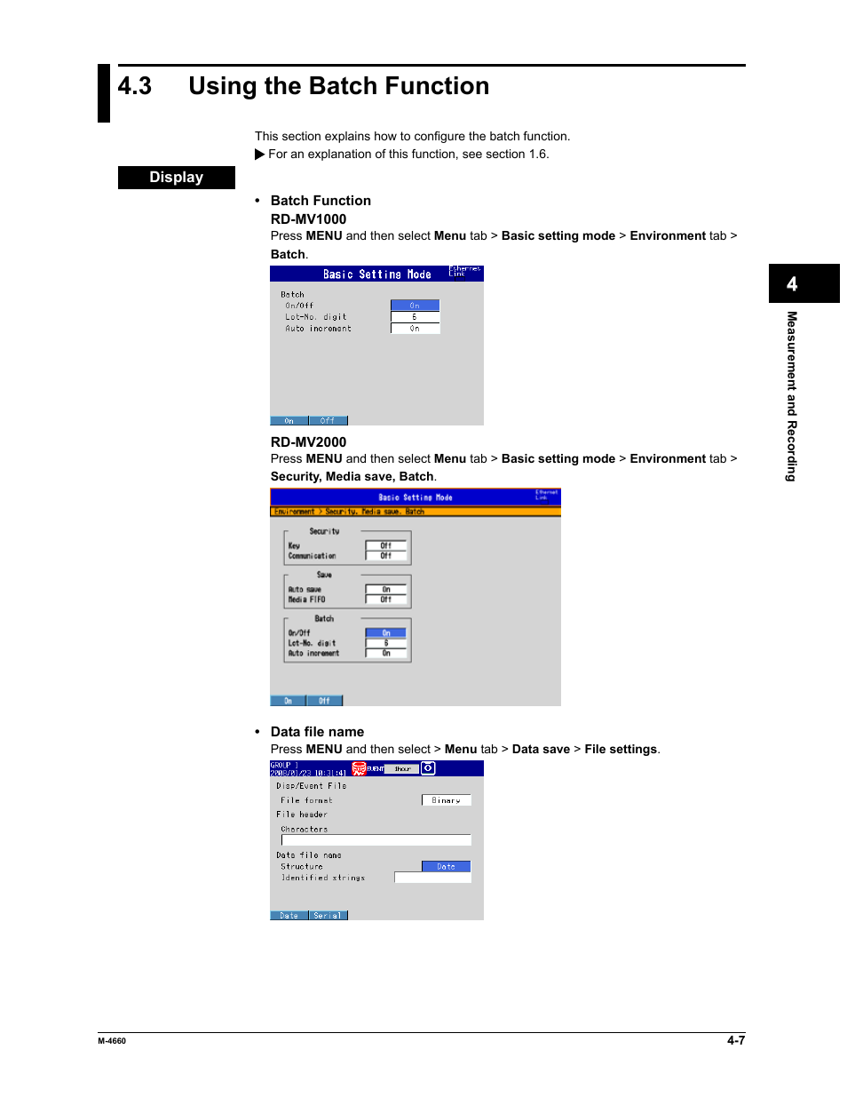 3 using the batch function | Yokogawa Button Operated MV2000 User Manual | Page 101 / 301