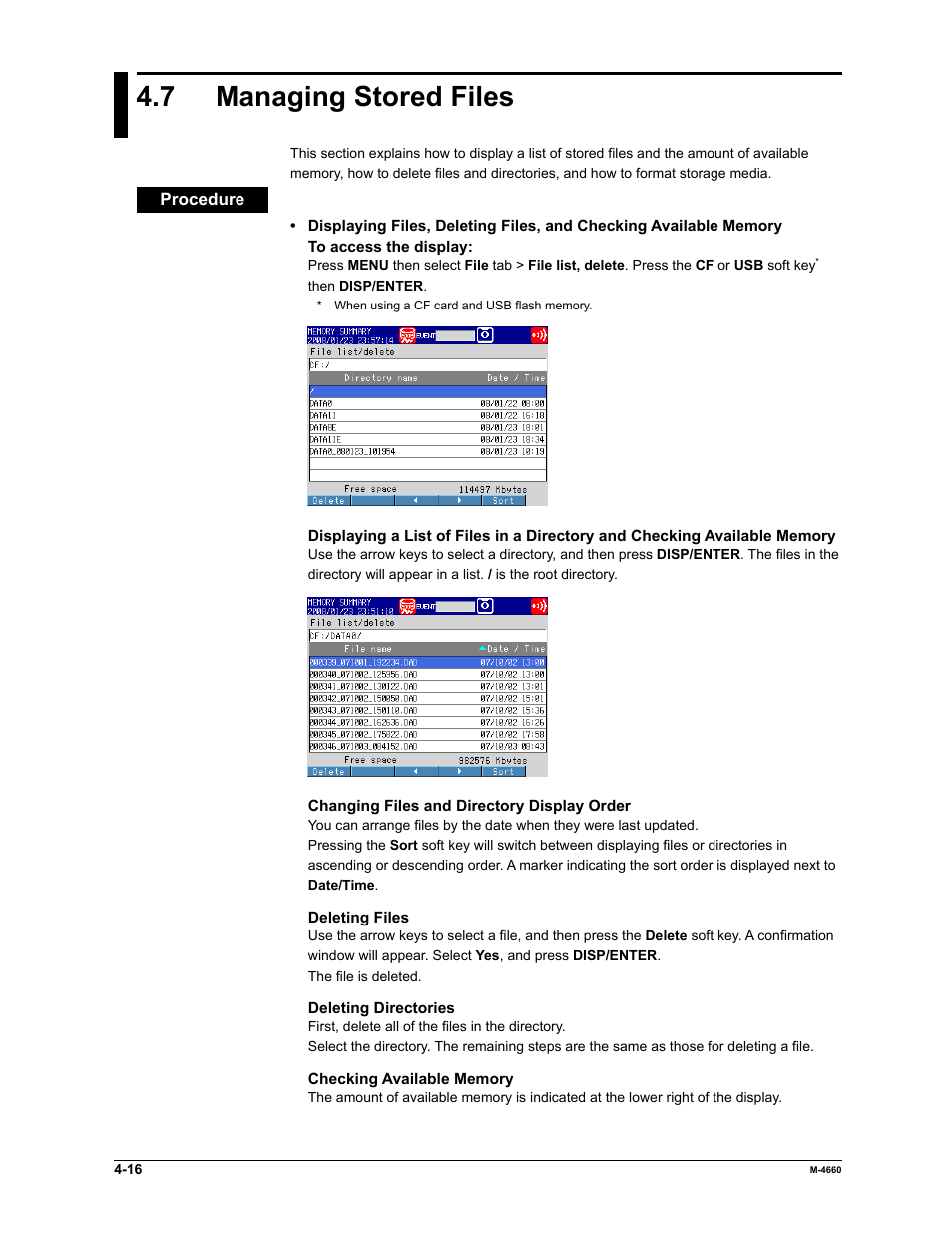 7 managing stored files | Yokogawa Button Operated MV2000 User Manual | Page 110 / 301