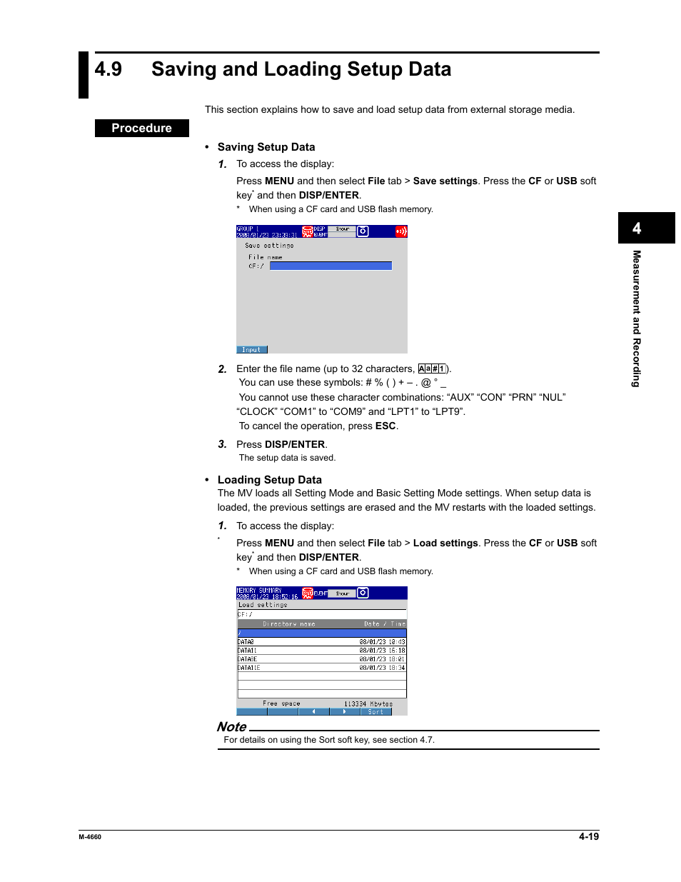 9 saving and loading setup data | Yokogawa Button Operated MV2000 User Manual | Page 113 / 301