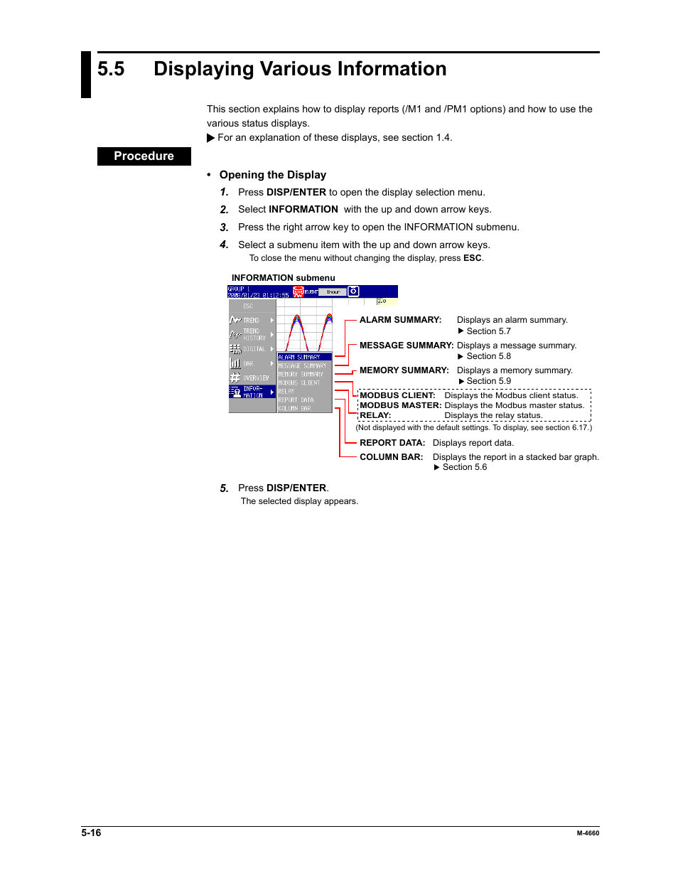 5 displaying various information | Yokogawa Button Operated MV2000 User Manual | Page 132 / 301