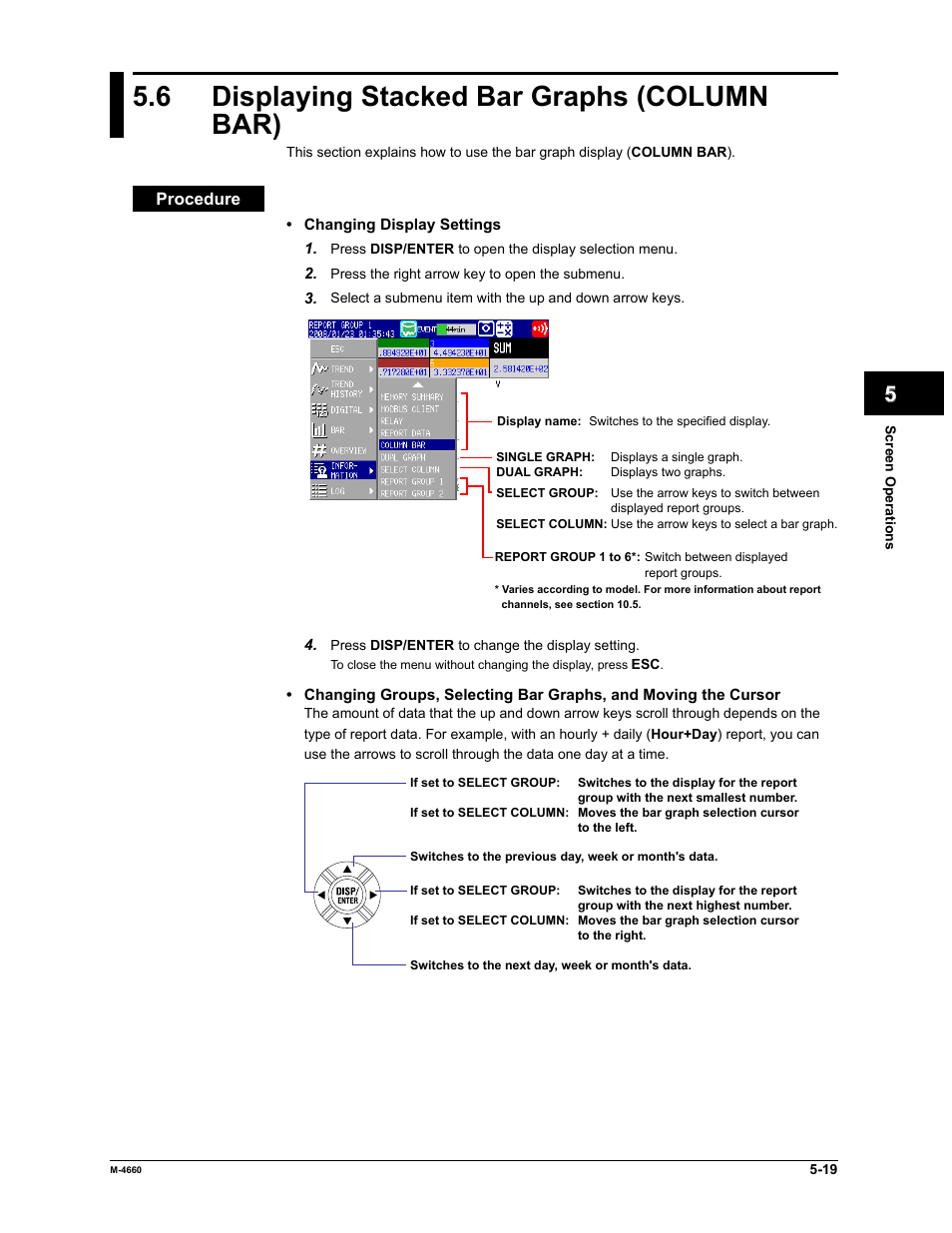 6 displaying stacked bar graphs (column bar) | Yokogawa Button Operated MV2000 User Manual | Page 135 / 301