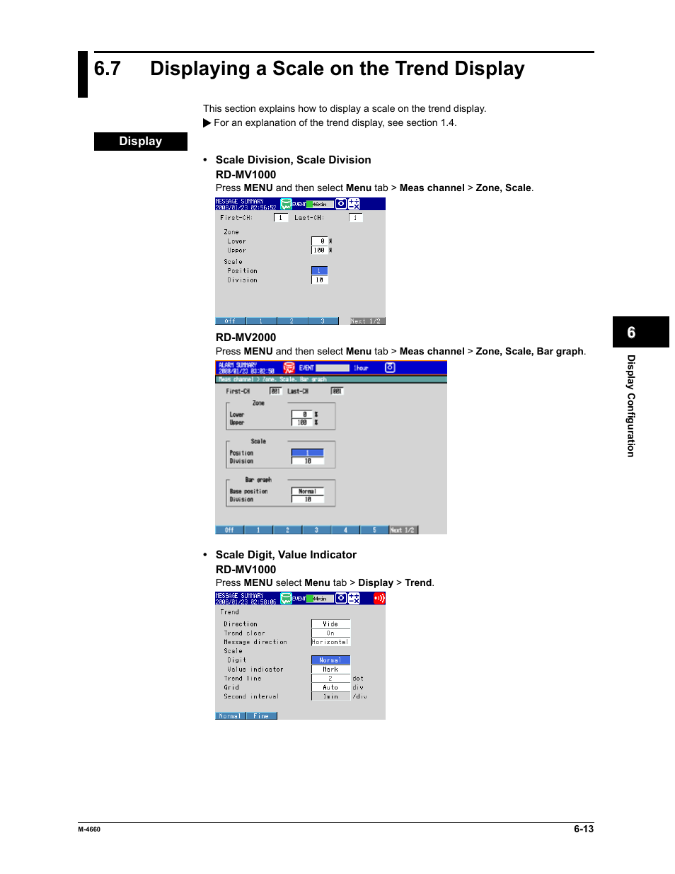 7 displaying a scale on the trend display | Yokogawa Button Operated MV2000 User Manual | Page 161 / 301