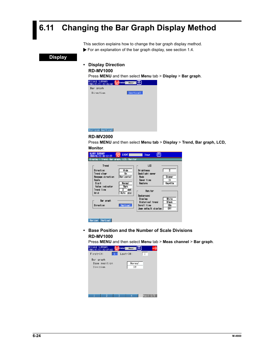 11 changing the bar graph display method | Yokogawa Button Operated MV2000 User Manual | Page 172 / 301