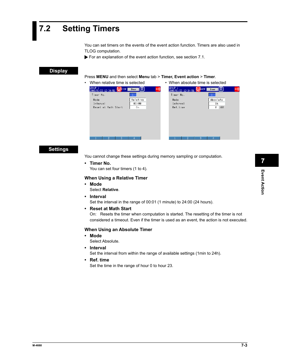 2 setting timers | Yokogawa Button Operated MV2000 User Manual | Page 188 / 301