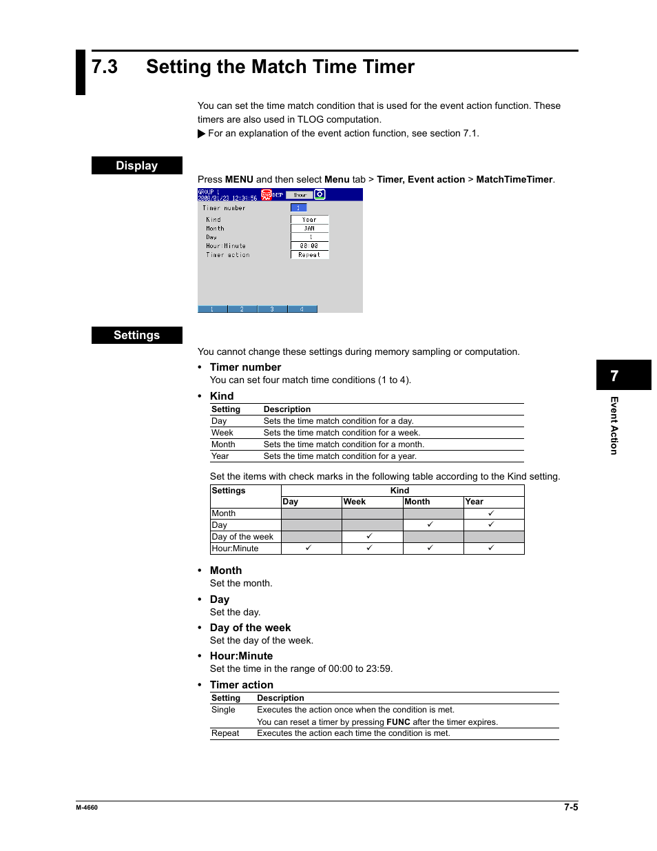 3 setting the match time timer | Yokogawa Button Operated MV2000 User Manual | Page 190 / 301