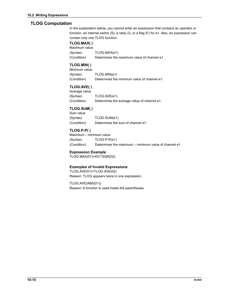 Tlog computation | Yokogawa Button Operated MV2000 User Manual | Page 224 / 301