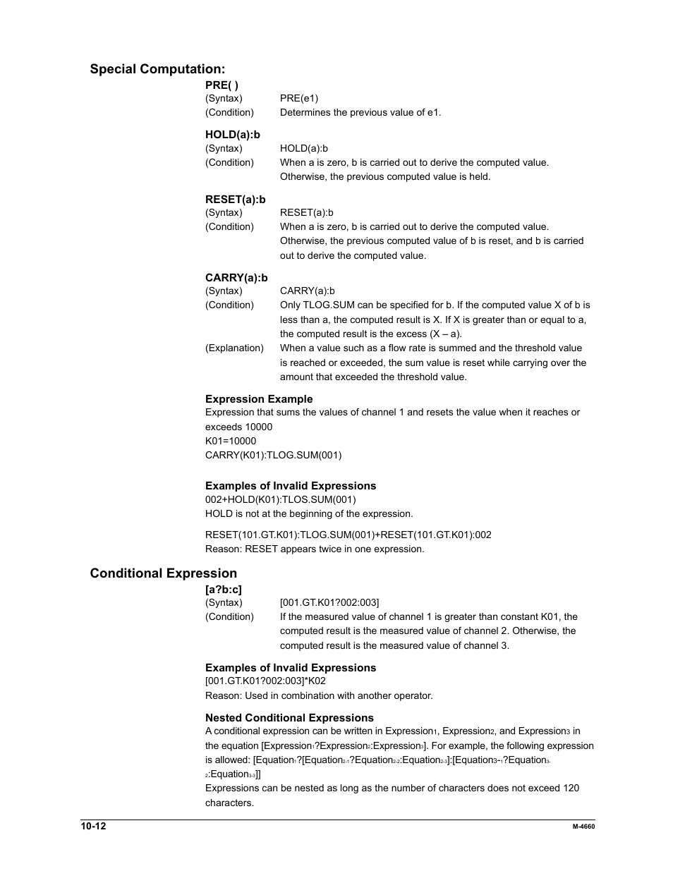 Special computation, Conditional expression | Yokogawa Button Operated MV2000 User Manual | Page 226 / 301