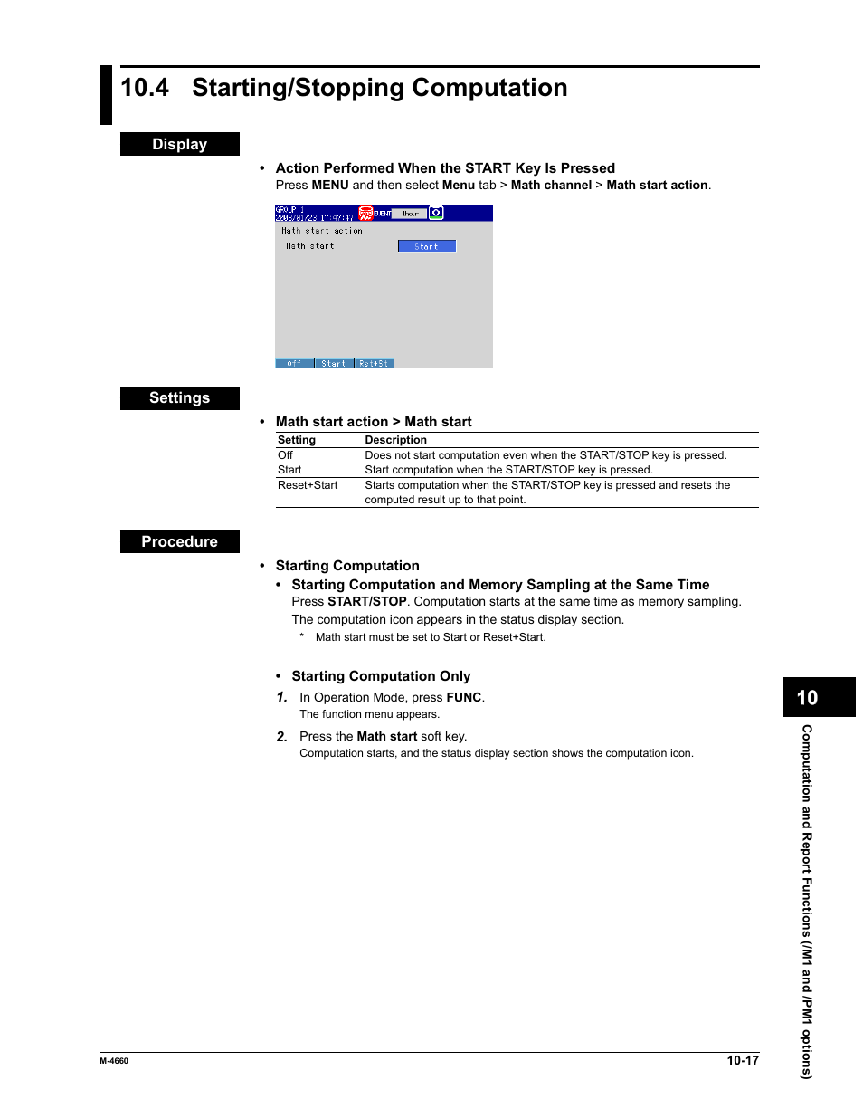 4 starting/stopping computation | Yokogawa Button Operated MV2000 User Manual | Page 231 / 301