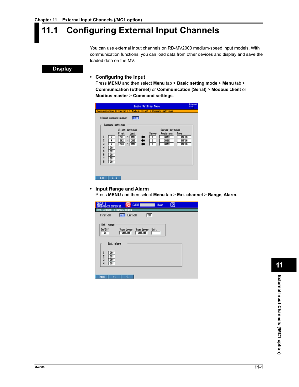 1 configuring external input channels | Yokogawa Button Operated MV2000 User Manual | Page 234 / 301