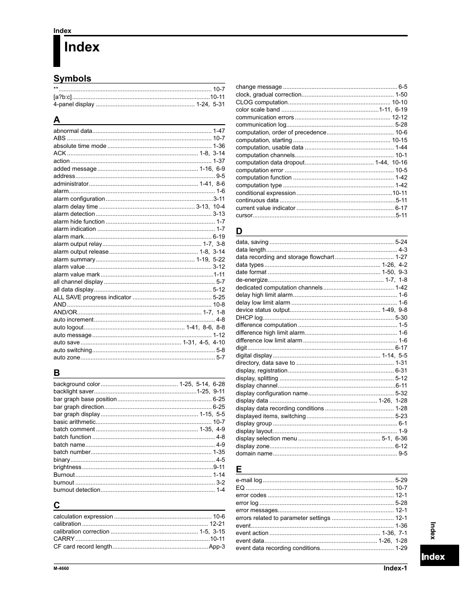 Index | Yokogawa Button Operated MV2000 User Manual | Page 298 / 301