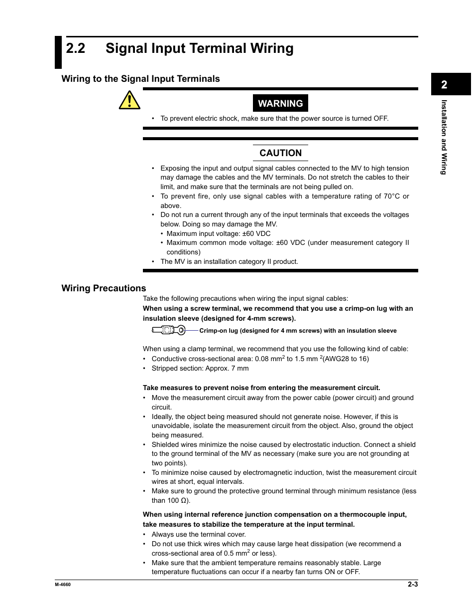 2 signal input terminal wiring | Yokogawa Button Operated MV2000 User Manual | Page 61 / 301