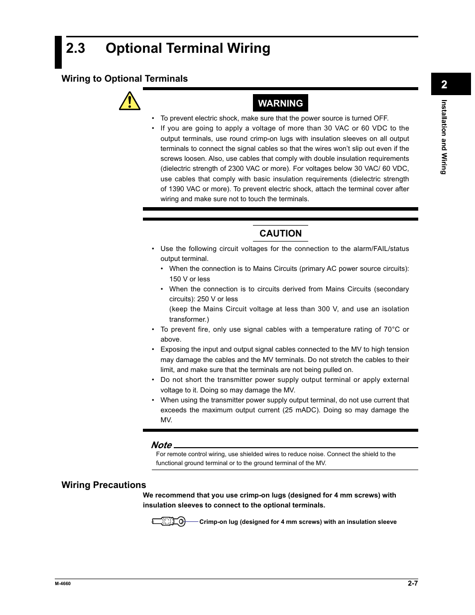 3 optional terminal wiring | Yokogawa Button Operated MV2000 User Manual | Page 65 / 301