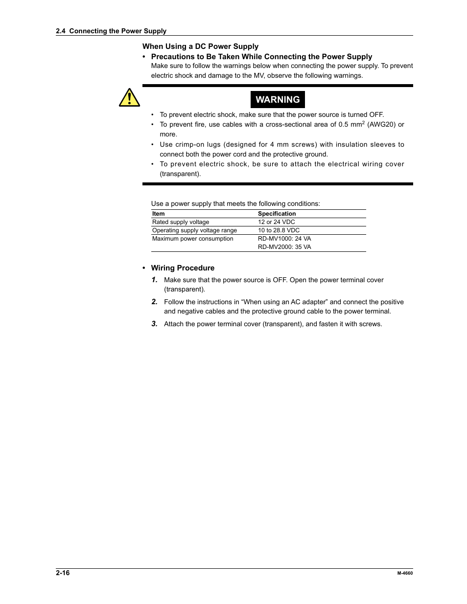 Warning | Yokogawa Button Operated MV2000 User Manual | Page 74 / 301