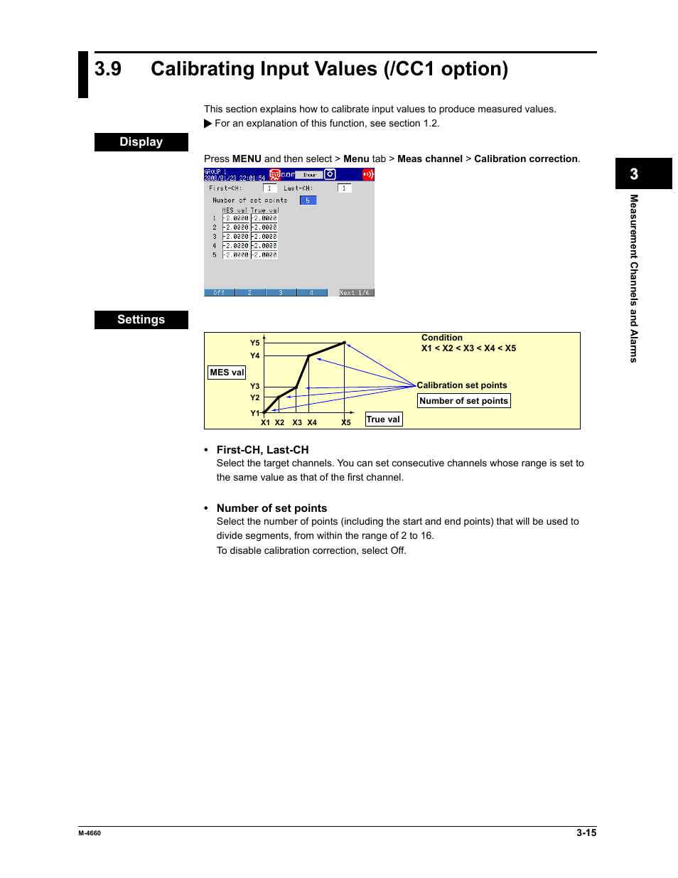 9 calibrating input values (/cc1 option) | Yokogawa Button Operated MV2000 User Manual | Page 89 / 301