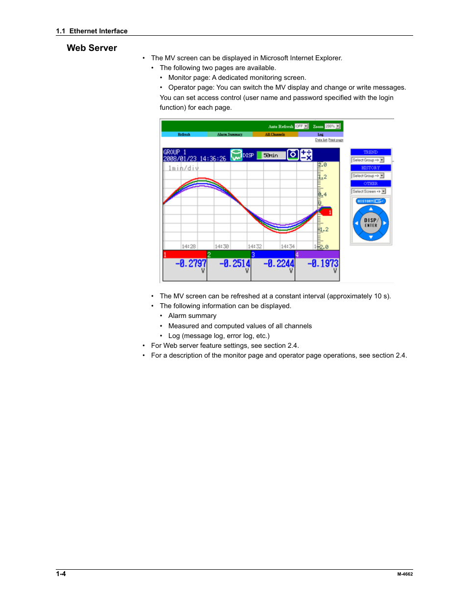 Web server | Yokogawa Button Operated MV2000 User Manual | Page 10 / 177