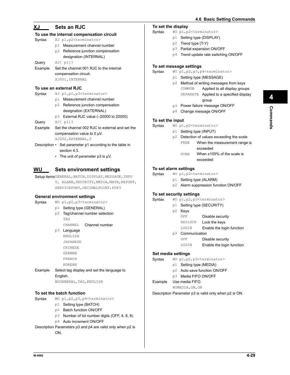 App index, Xj sets an rjc, Wu sets environment settings | Yokogawa Button Operated MV2000 User Manual | Page 102 / 177