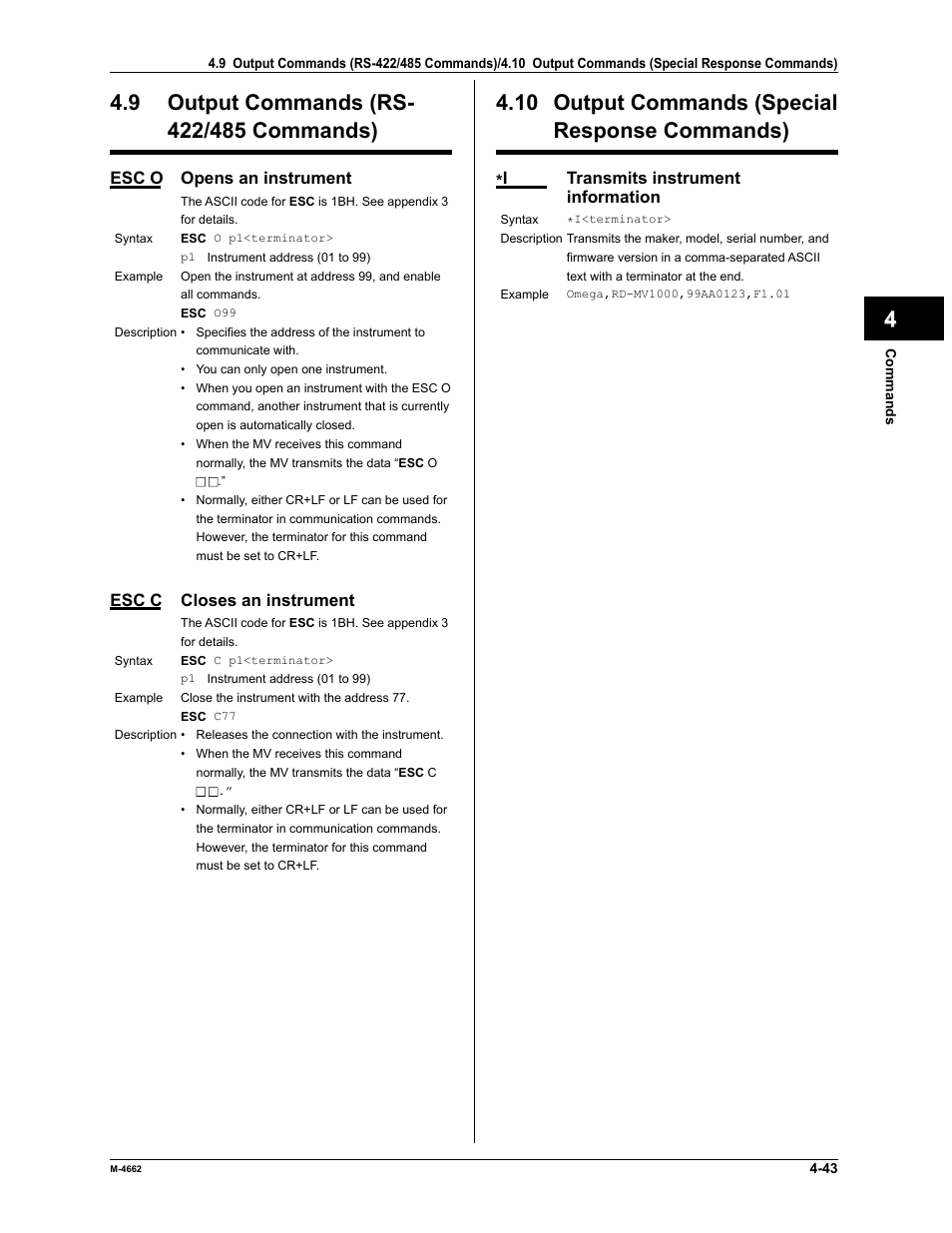 10 output commands (special response commands), App index | Yokogawa Button Operated MV2000 User Manual | Page 116 / 177