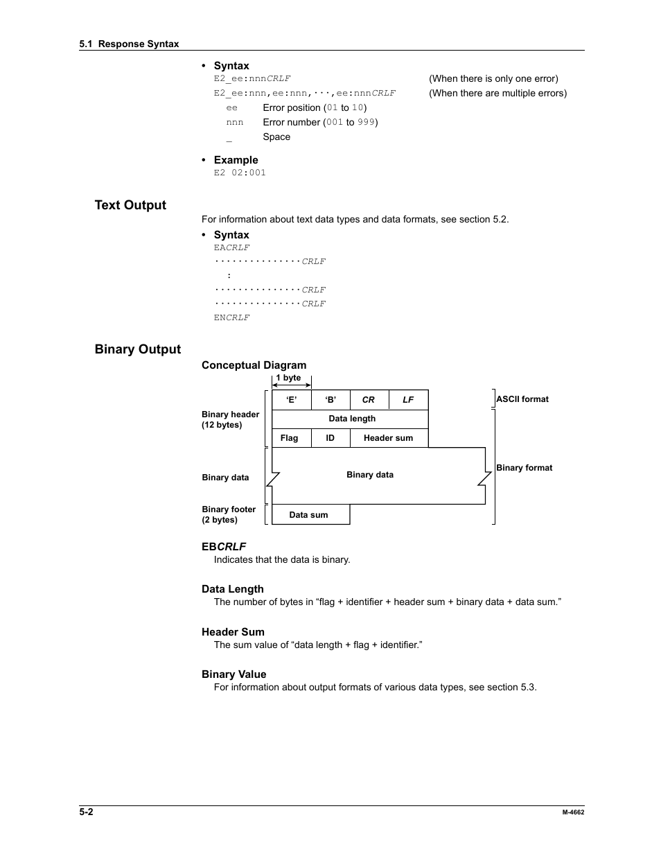 Text output, Binary output | Yokogawa Button Operated MV2000 User Manual | Page 120 / 177