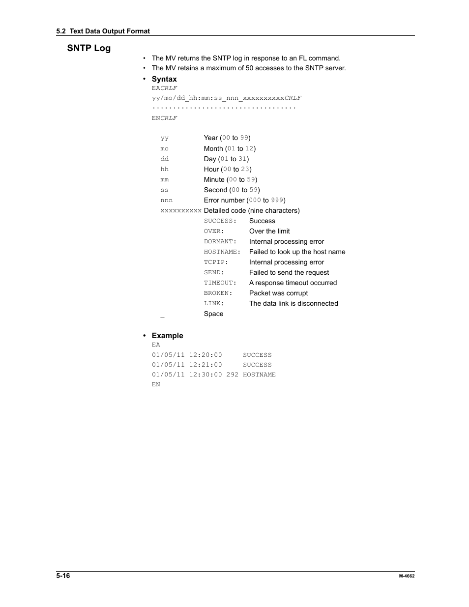 Sntp log | Yokogawa Button Operated MV2000 User Manual | Page 134 / 177