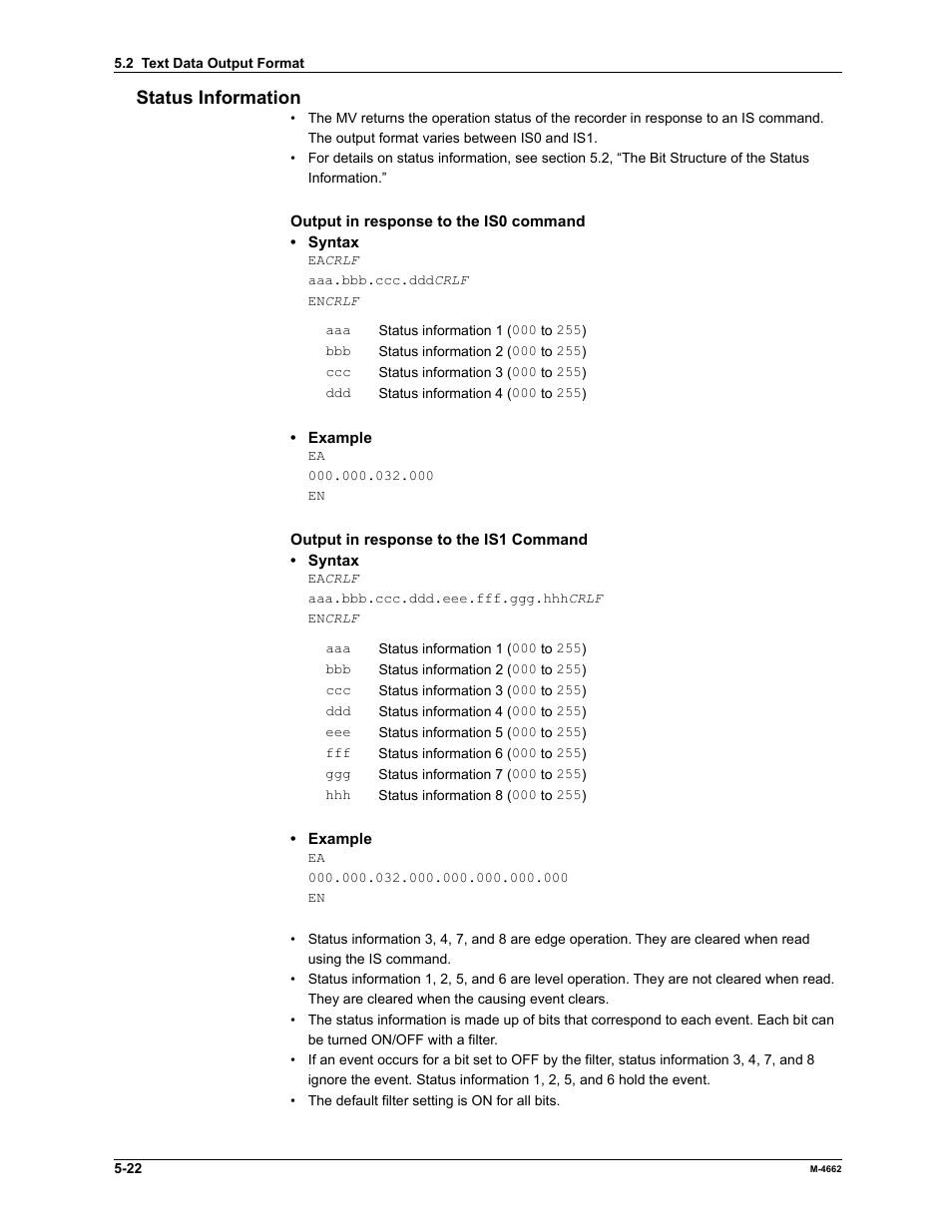 Status information | Yokogawa Button Operated MV2000 User Manual | Page 140 / 177