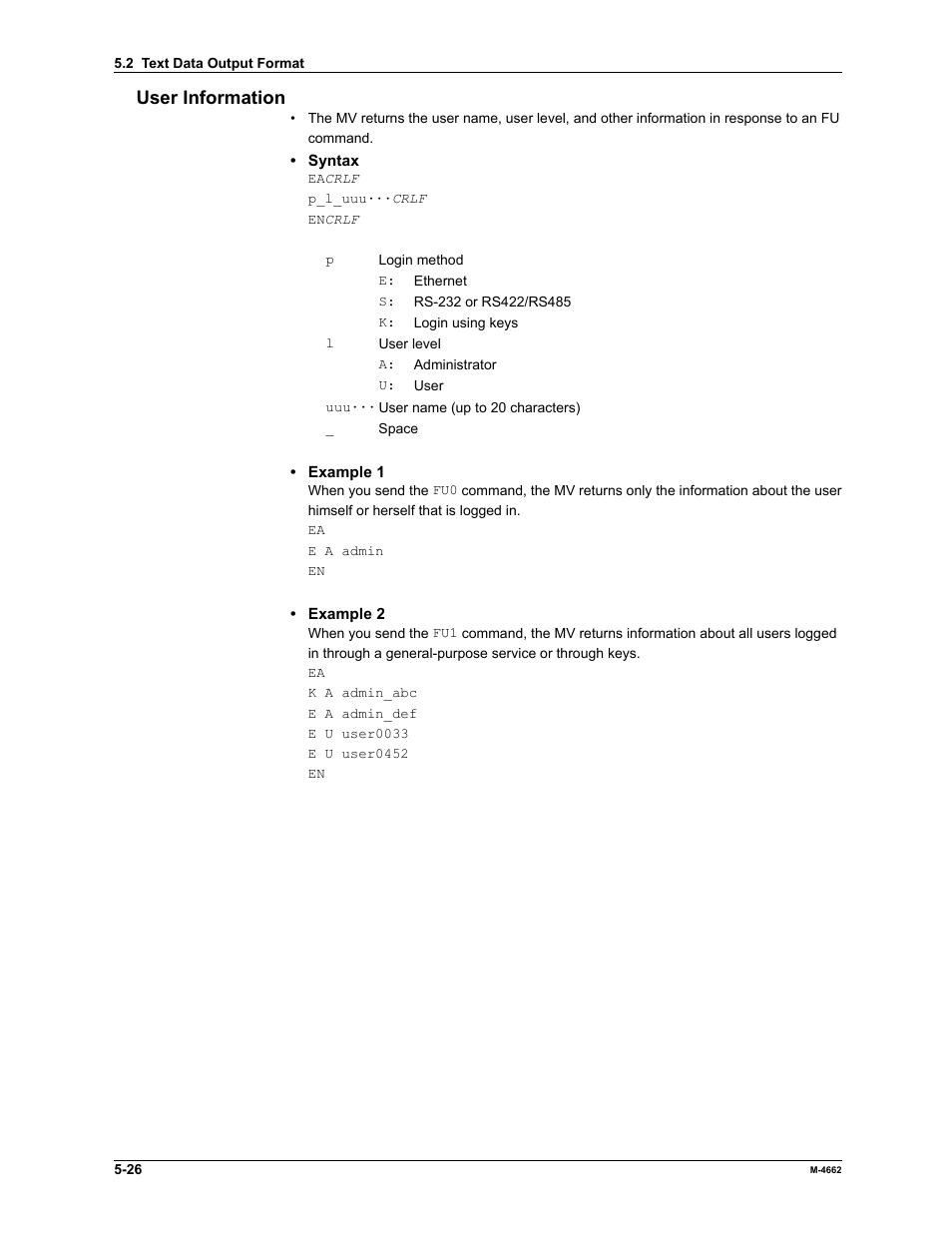 User information | Yokogawa Button Operated MV2000 User Manual | Page 144 / 177