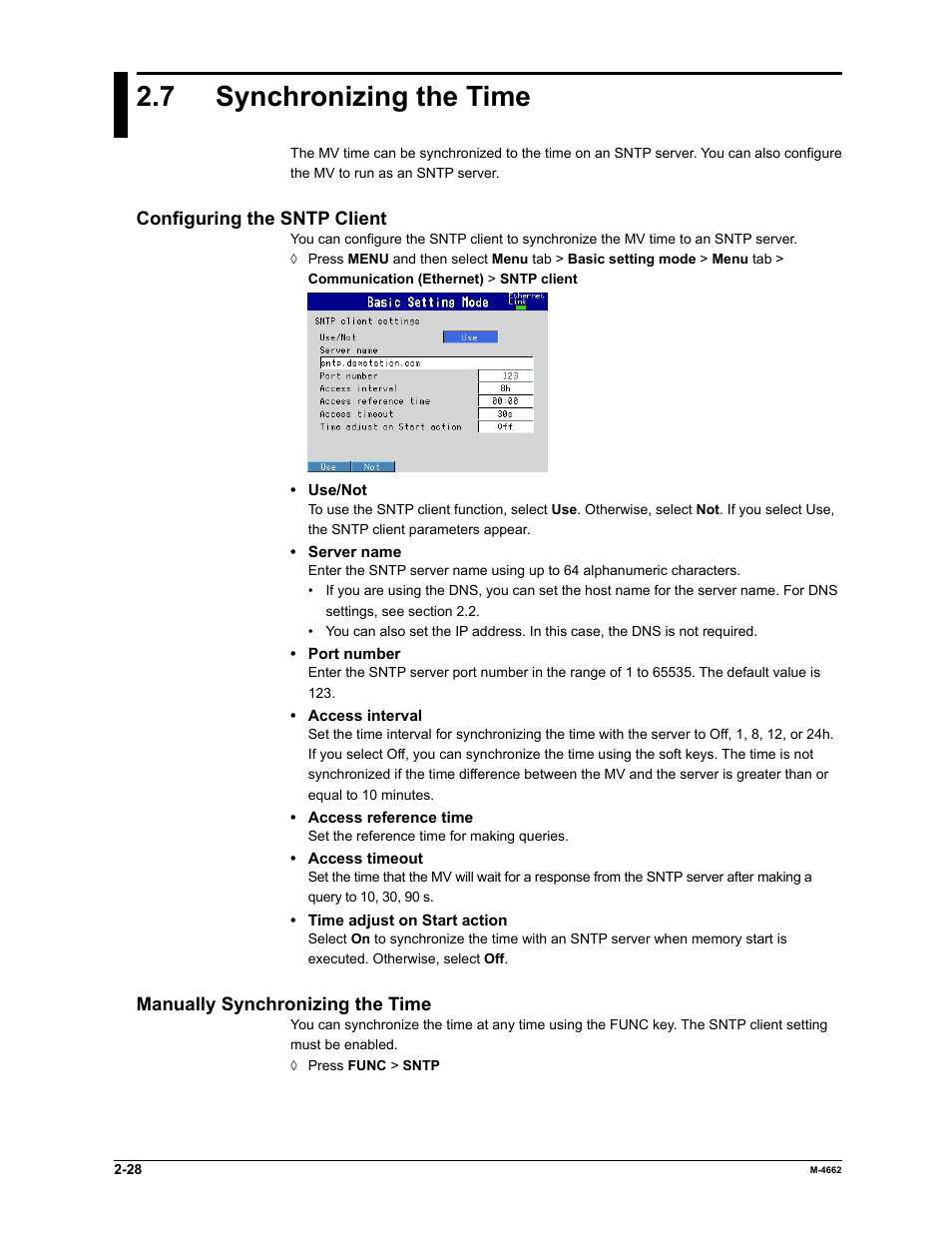 7 synchronizing the time | Yokogawa Button Operated MV2000 User Manual | Page 42 / 177