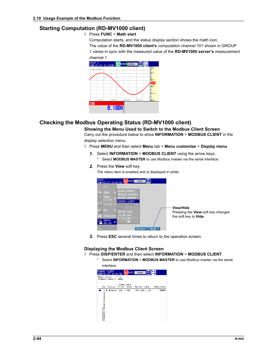 Starting computation (rd-mv1000 client) | Yokogawa Button Operated MV2000 User Manual | Page 58 / 177