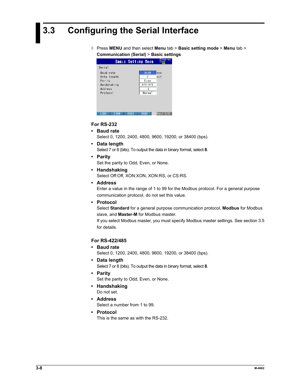 3 configuring the serial interface | Yokogawa Button Operated MV2000 User Manual | Page 66 / 177