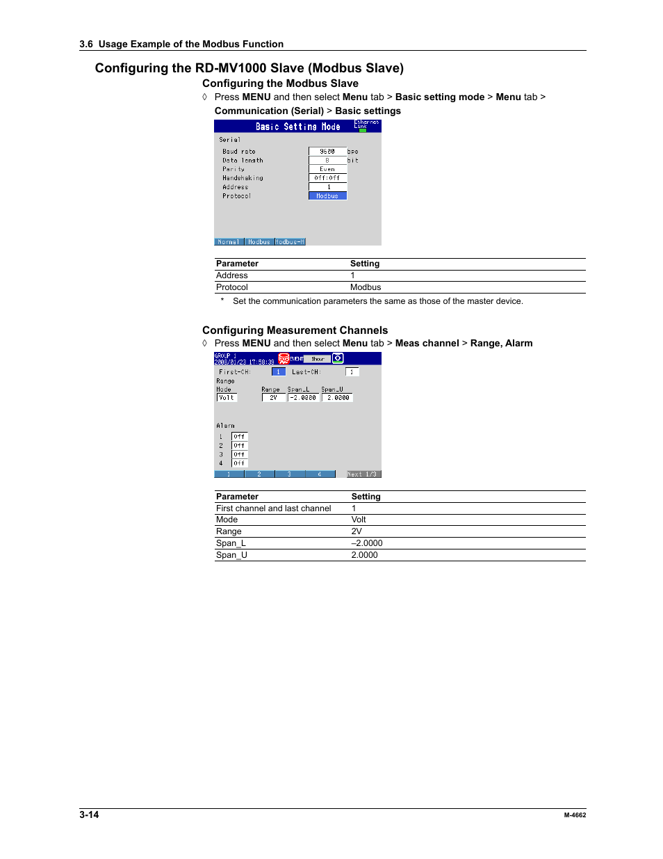 Configuring the rd-mv1000 slave (modbus slave) | Yokogawa Button Operated MV2000 User Manual | Page 72 / 177