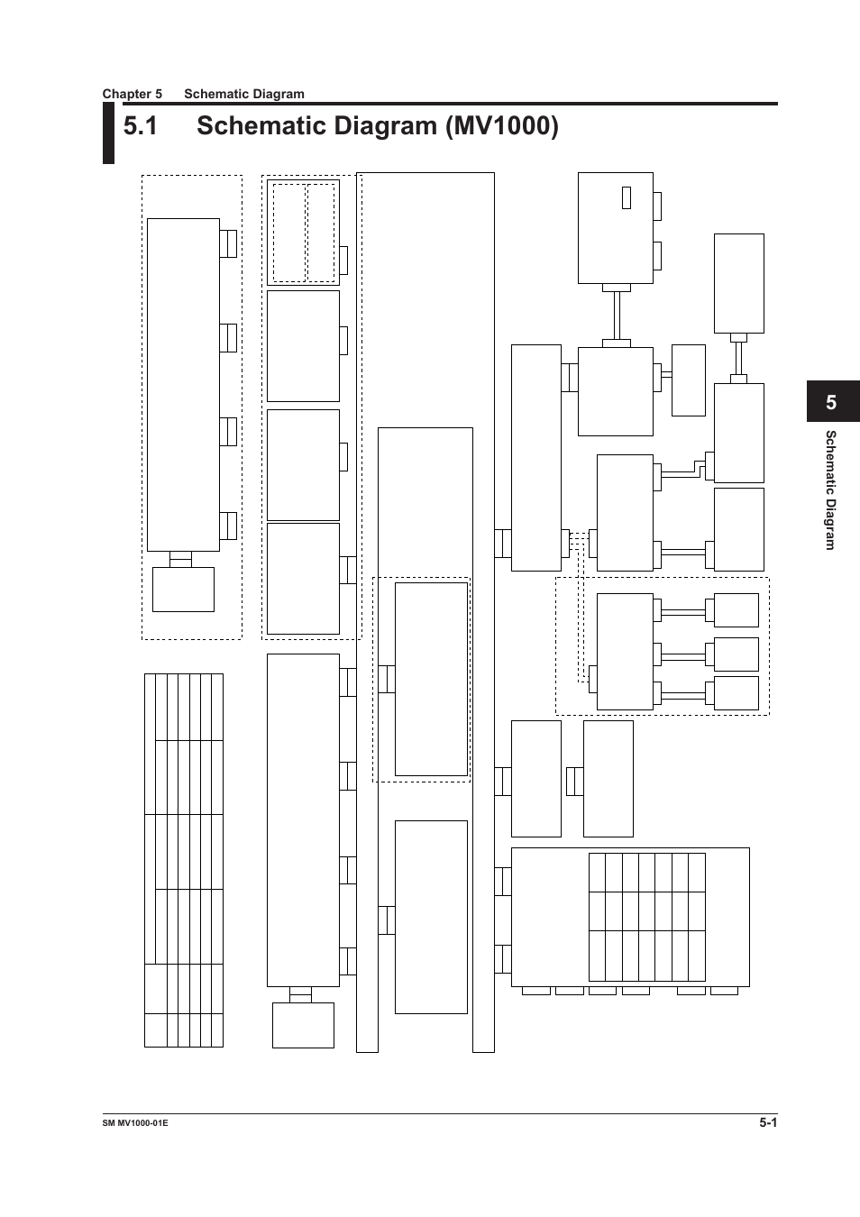 Chapter 5 schematic diagram, 1 schematic diagram (mv1000), 1 schematic diagram (mv1000) -1 | Schematic diagram, Mother board assy | Yokogawa Button Operated MV2000 User Manual | Page 29 / 50