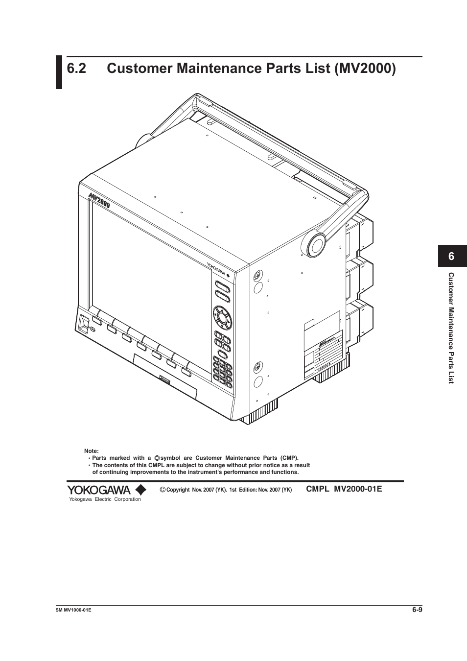 2 customer maintenance parts list (mv2000), 2 customer maintenance parts list (mv2000) -9 | Yokogawa Button Operated MV2000 User Manual | Page 39 / 50