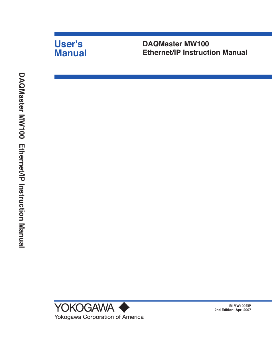 Yokogawa Standalone MW100 User Manual | 31 pages