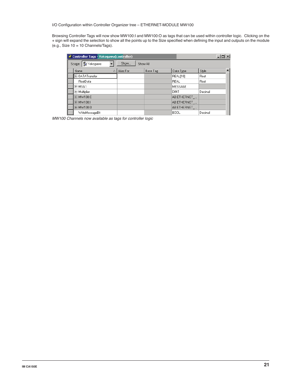 Yokogawa Standalone MW100 User Manual | Page 21 / 31