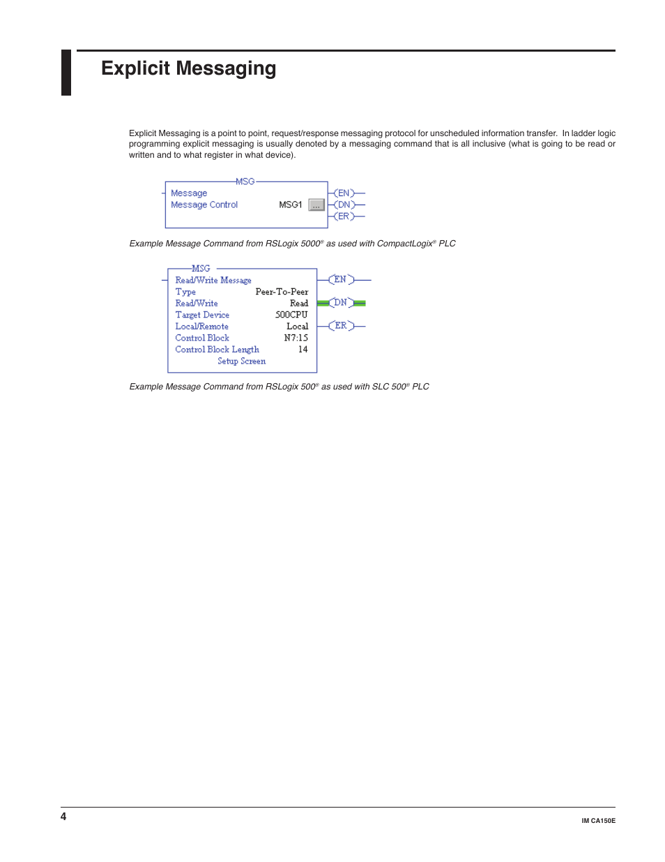 Explicit messaging | Yokogawa Standalone MW100 User Manual | Page 4 / 31