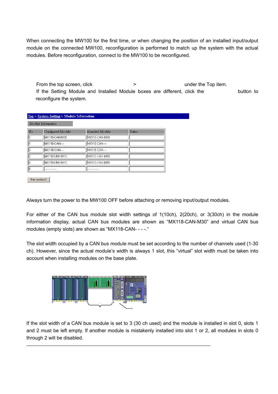 System reconfiguration | Yokogawa Standalone MW100 User Manual | Page 4 / 17