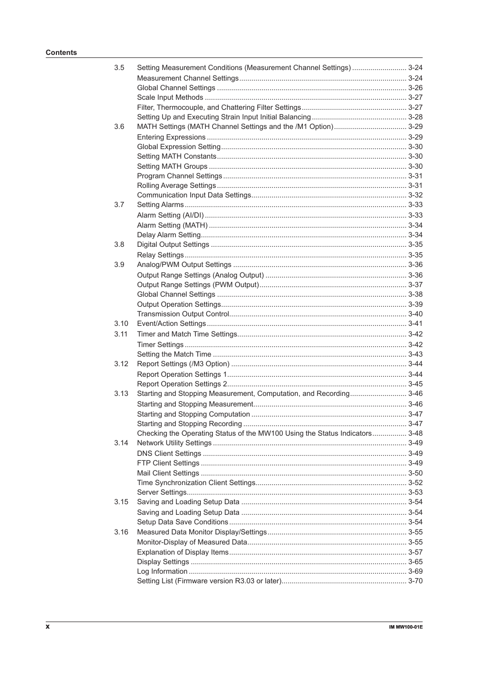 Yokogawa Standalone MW100 User Manual | Page 11 / 305